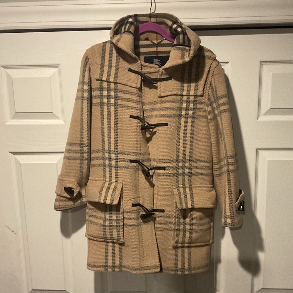 Burberry London Nova Check Wool Plaid Mini Duffle 99 Toggle Hooded Coat Jacket - Picture 3 of 12